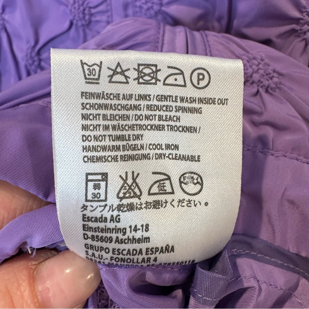 Vintage Escada Purple Hooded Rain Coat Floral Embroidered 38/US 6 - Picture 6 of 10